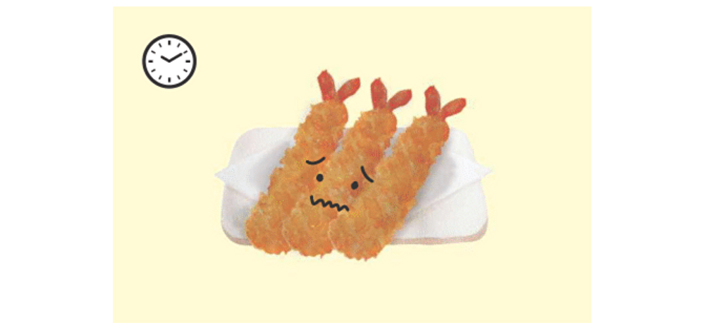 BBFRYなし：時間が経ってしんなりした天ぷらの図